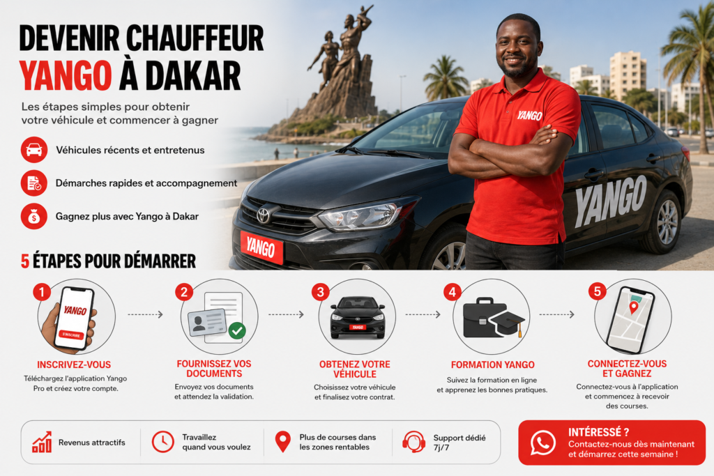 Étapes pour devenir chauffeur Yango à Dakar avec Naran