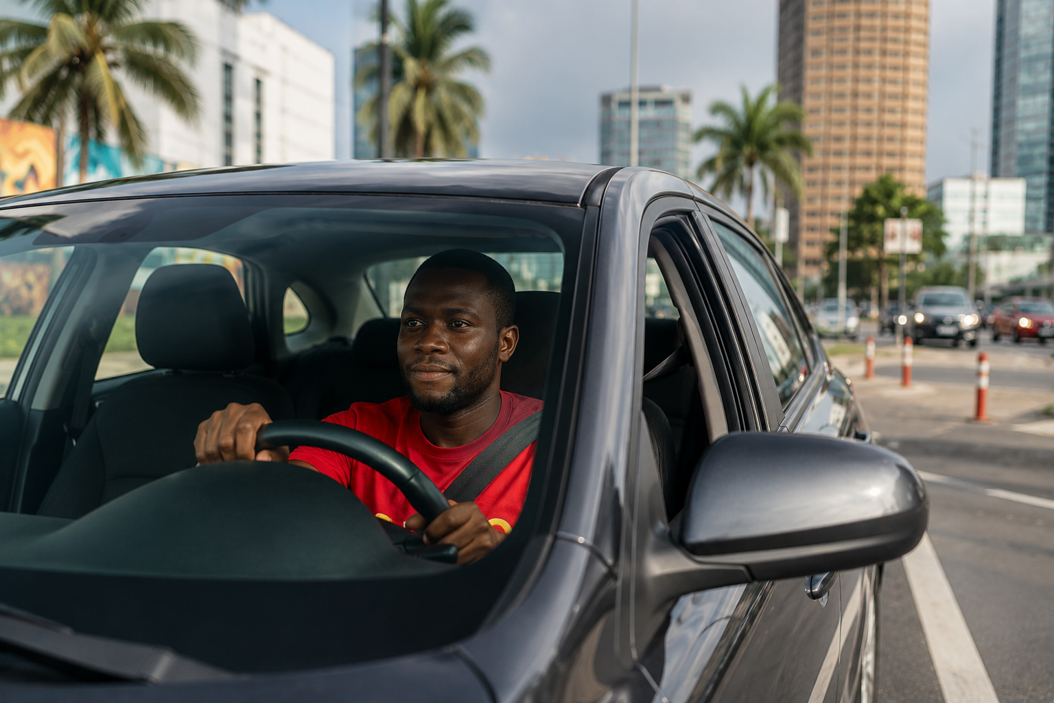 Chauffeur Yango à Abidjan au volant de son véhicule
