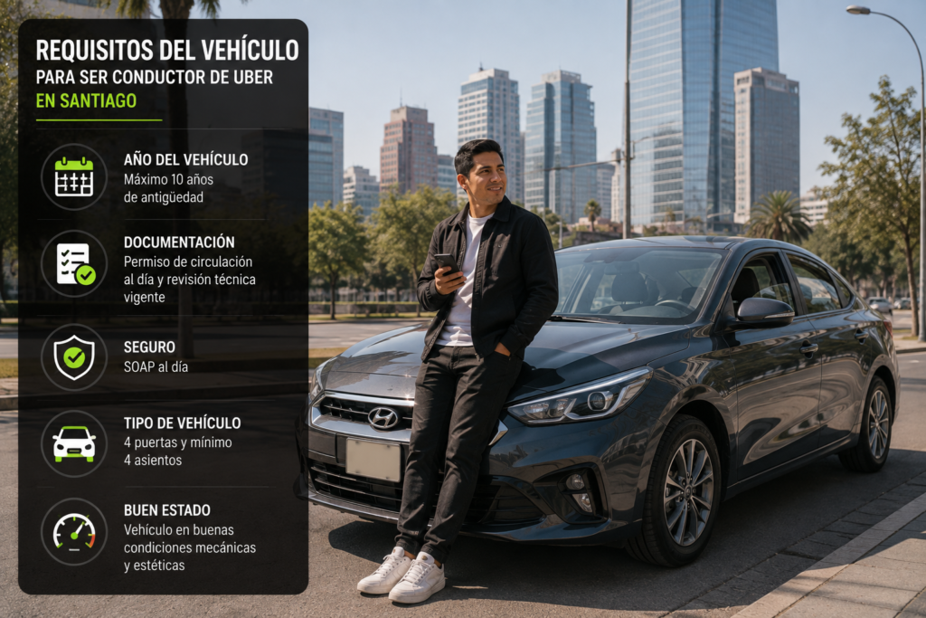 Requisitos del vehículo para ser conductor de Uber en Santiago: año, documentación, seguro y estado del auto