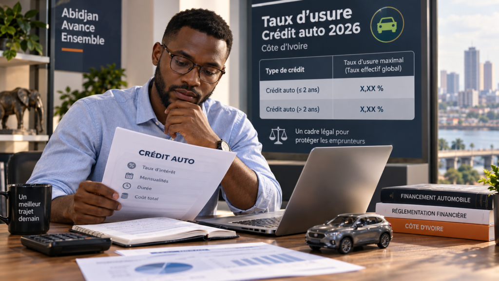 Taux d'usure légal du crédit auto en Côte d'Ivoire 2026