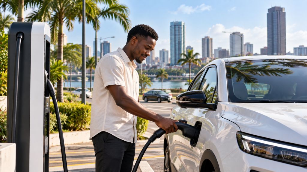 Borne de recharge pour véhicule électrique à Abidjan