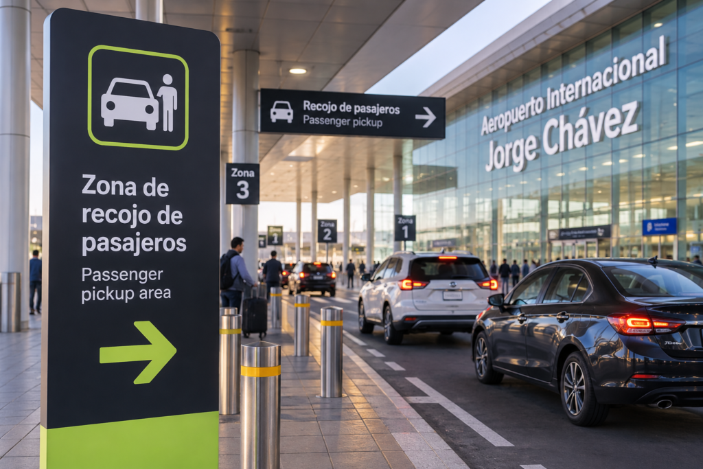 Zonas de recojo de pasajeros en el aeropuerto Jorge Chávez