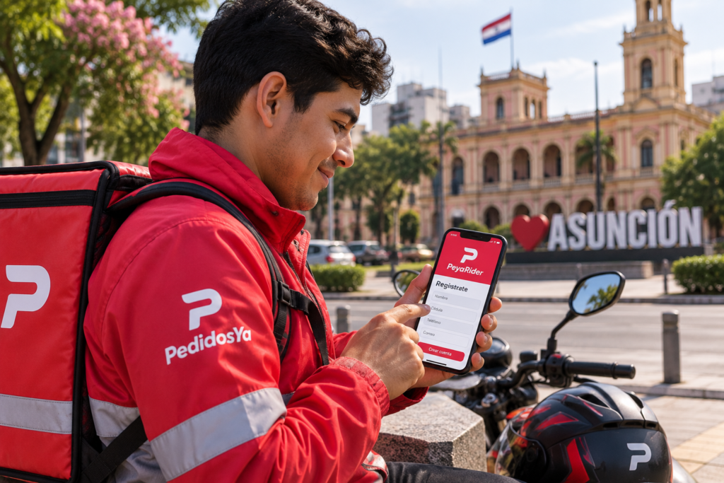 Registro en la app PeyaRider en Paraguay