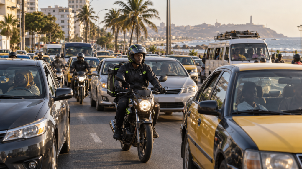 Heures de pointe du trafic et de la livraison à Dakar