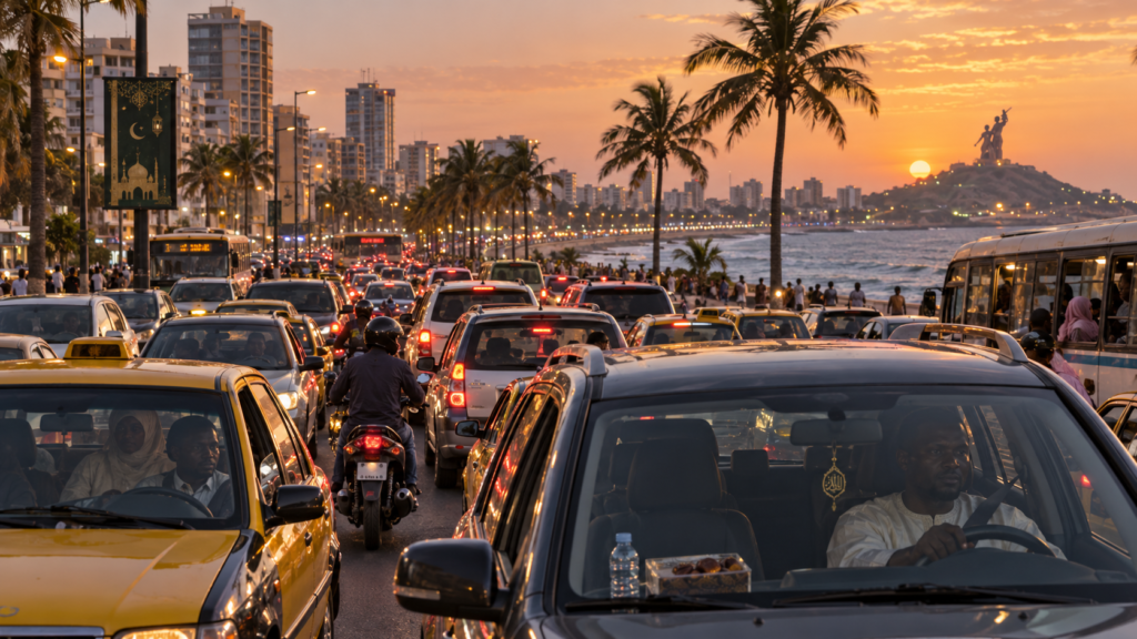 Embouteillages à Dakar avant la rupture du jeûne pendant le Ramadan